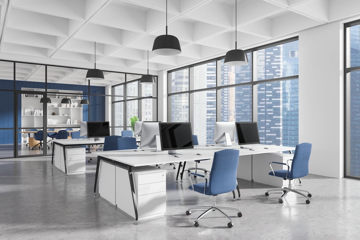 Clean professional office workspace with modern interior